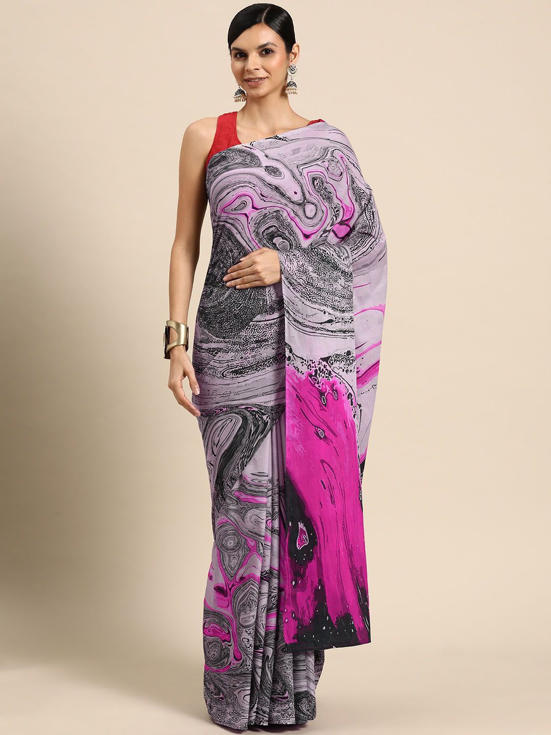 

BUTA BUTI Pure Cotton Saree, Pink