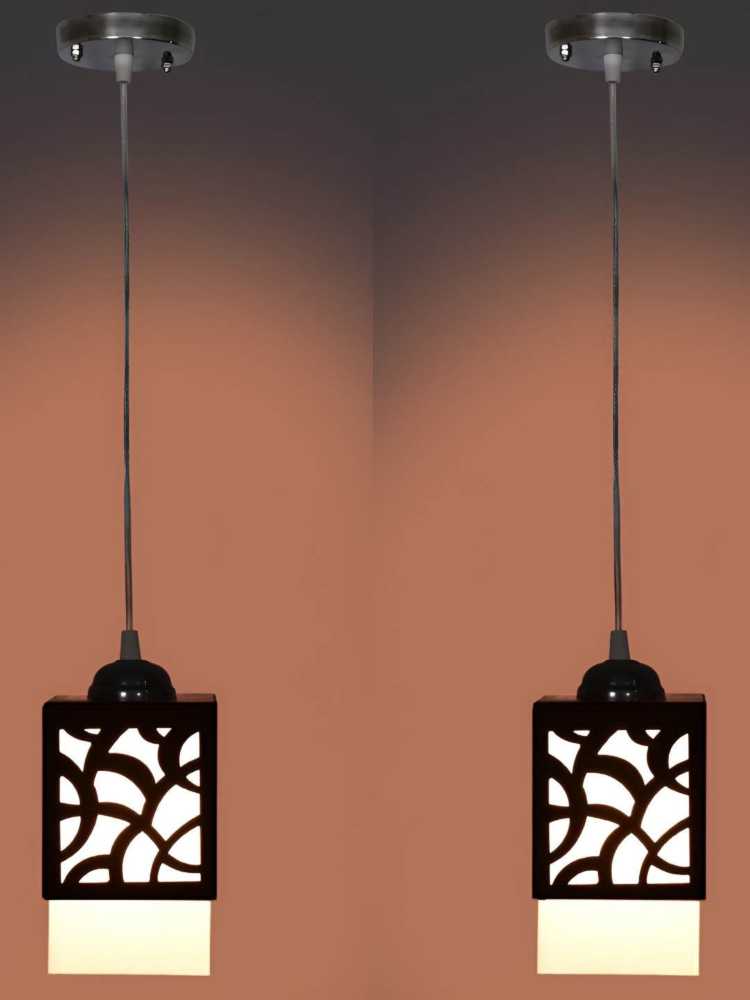 

Afast Black & White 2 Pieces Contemporary Wooden Textured Ceiling Lamps