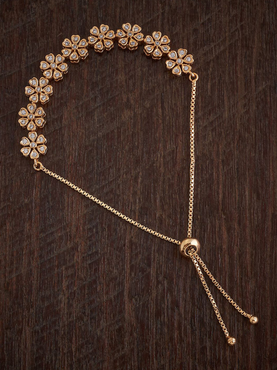 

Kushal's Fashion Jewellery Gold-Plated Cubic Zirconia Link Bracelet