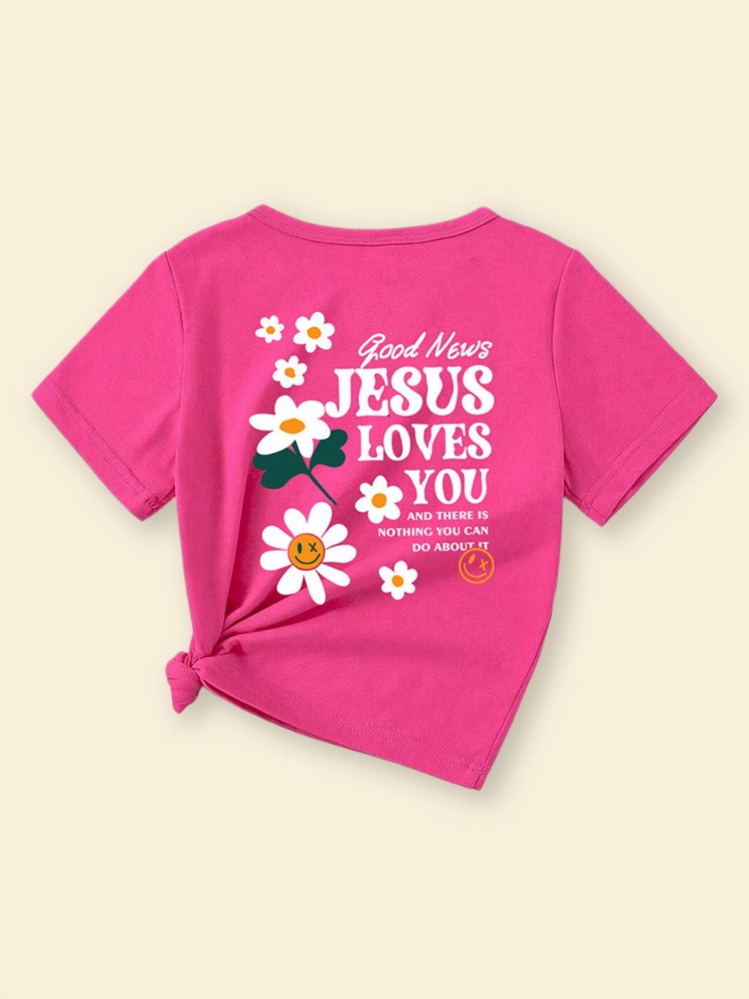 

INCLUD Girls Typography Printed Round Neck Cotton T-shirt, Red