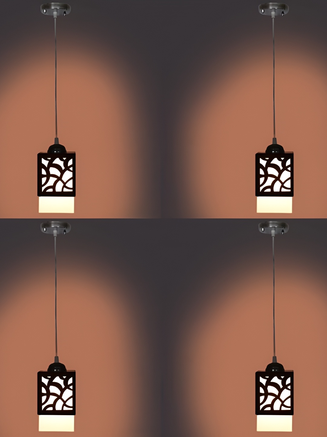 

Afast Black & White 4 Pieces Textured Wooden Pendant Ceiling Lamps