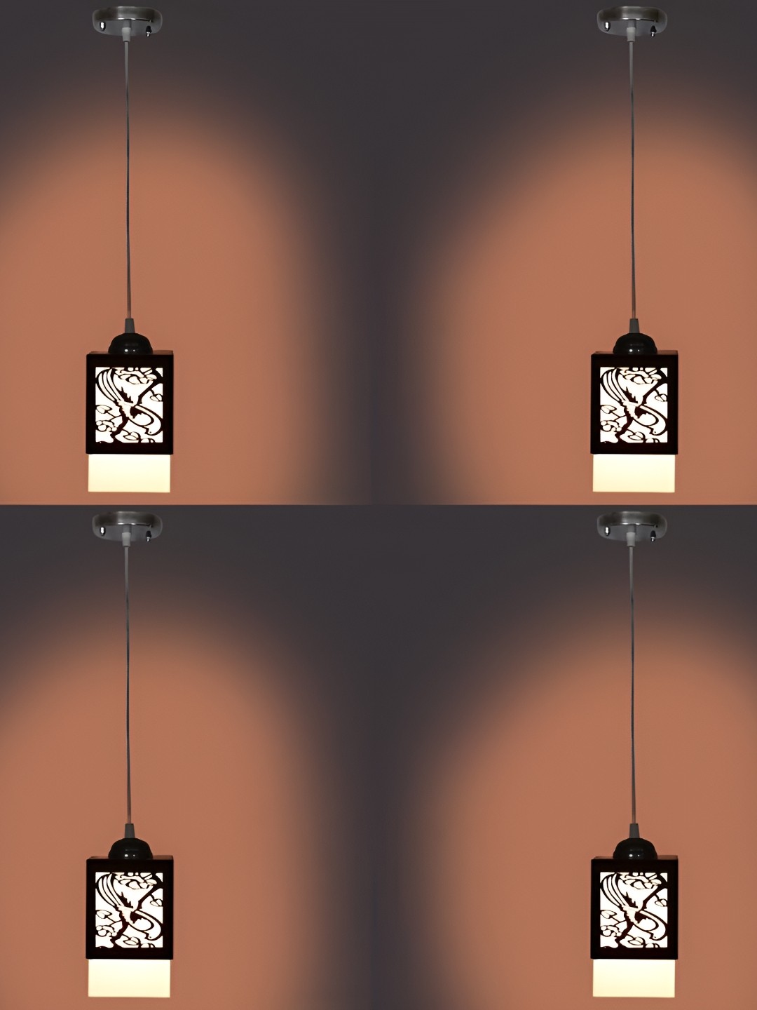 

Afast Black & White 4 Pieces Textured Wooden Pendant Ceiling Lamp