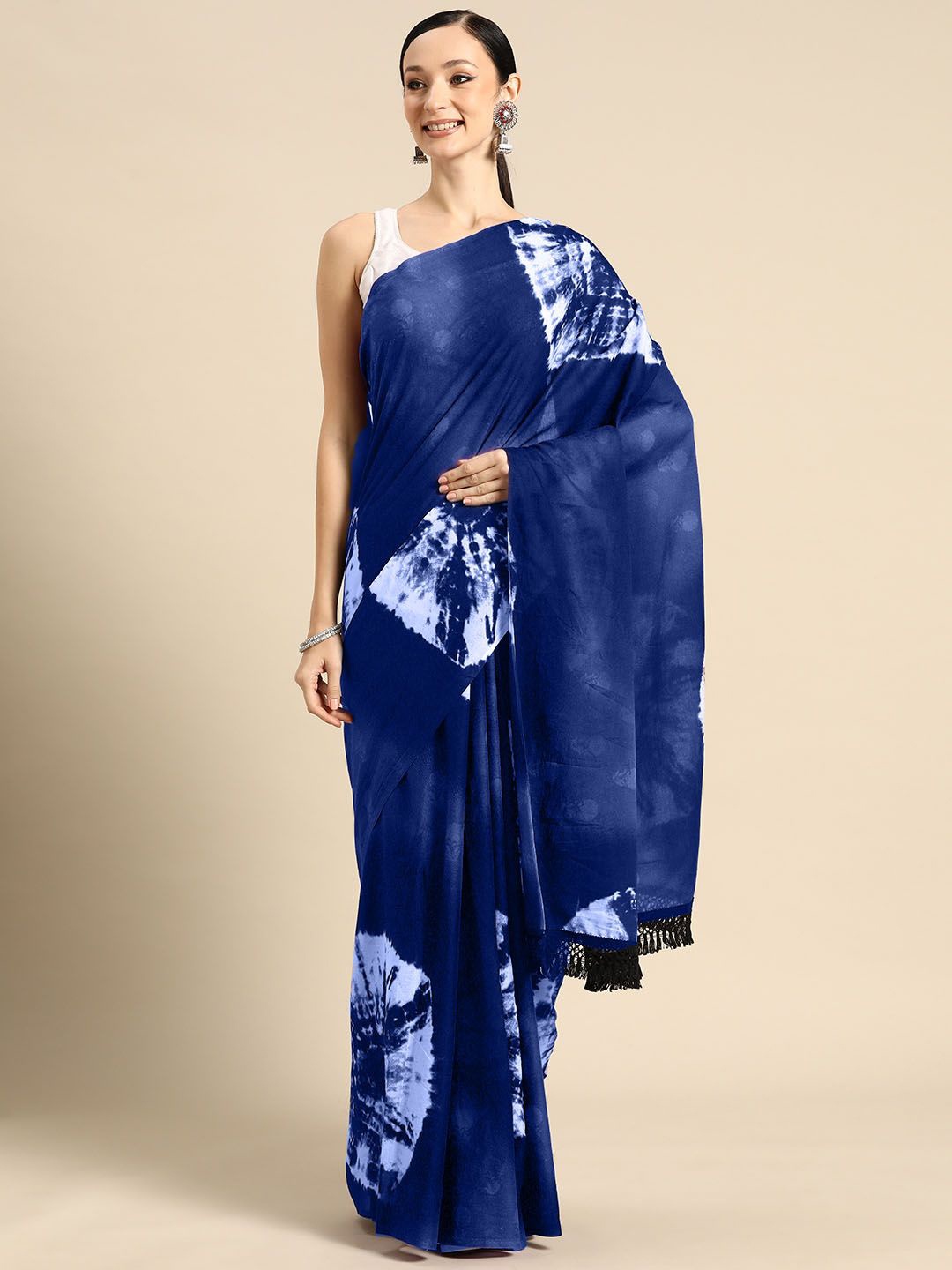 

BUTA BUTI Tie and Dye Pure Cotton Saree, Blue