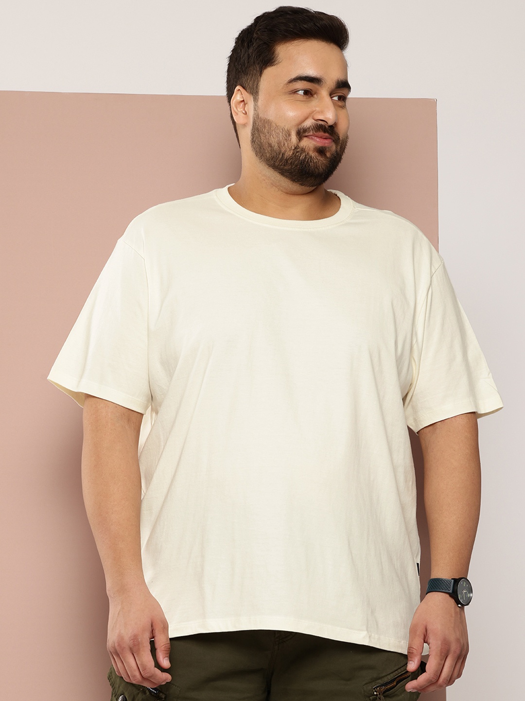 

Sztori Plus Size Pure Cotton T-shirt, Cream
