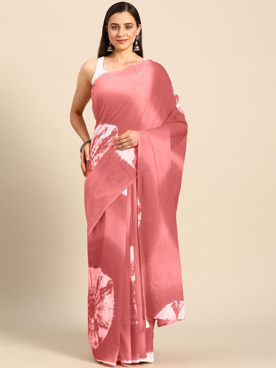 

BUTA BUTI Tie and Dye Pure Cotton Saree, Mauve