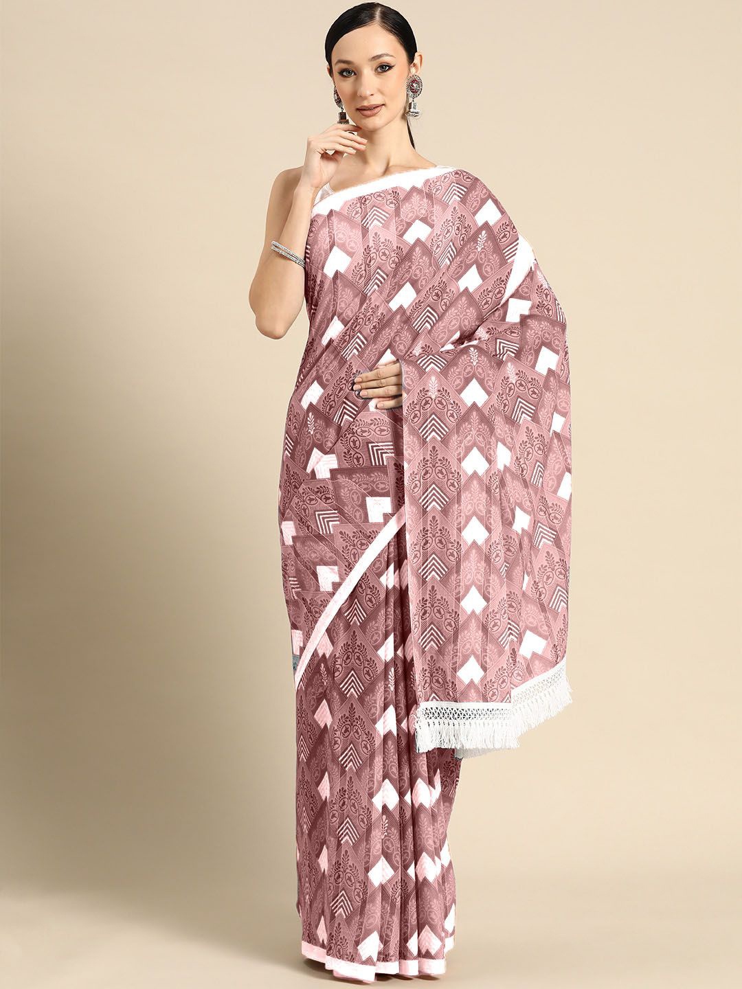 

BUTA BUTI Ethnic Motifs Pure Cotton Saree, Mauve
