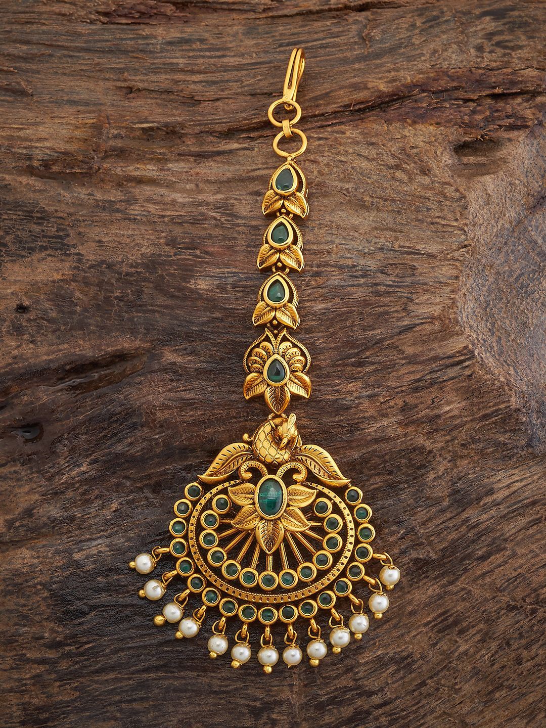 

Kushal's Fashion Jewellery Gold-Plated Studded Maang Tikka