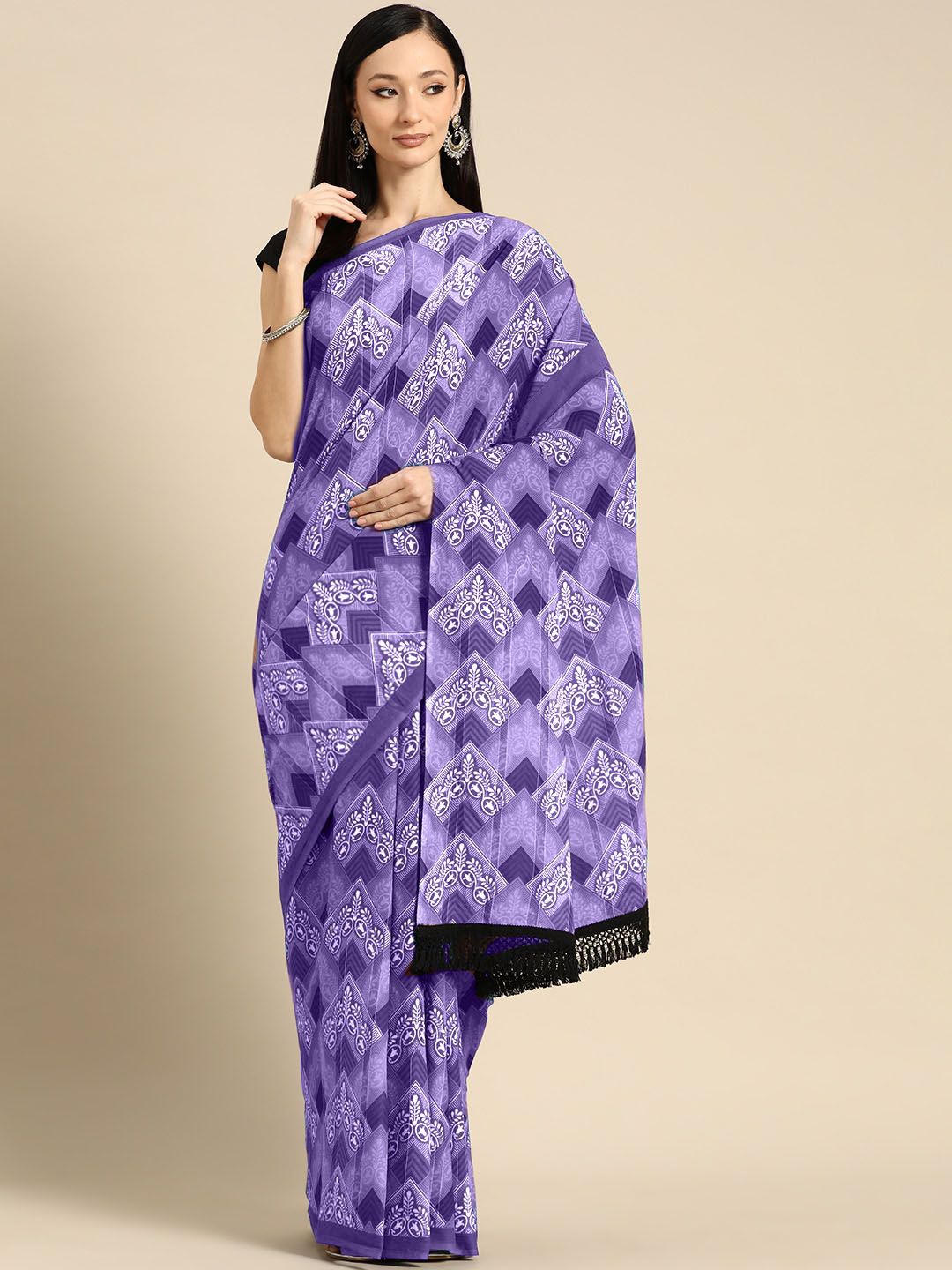 

BUTA BUTI Pure Cotton Saree, Purple