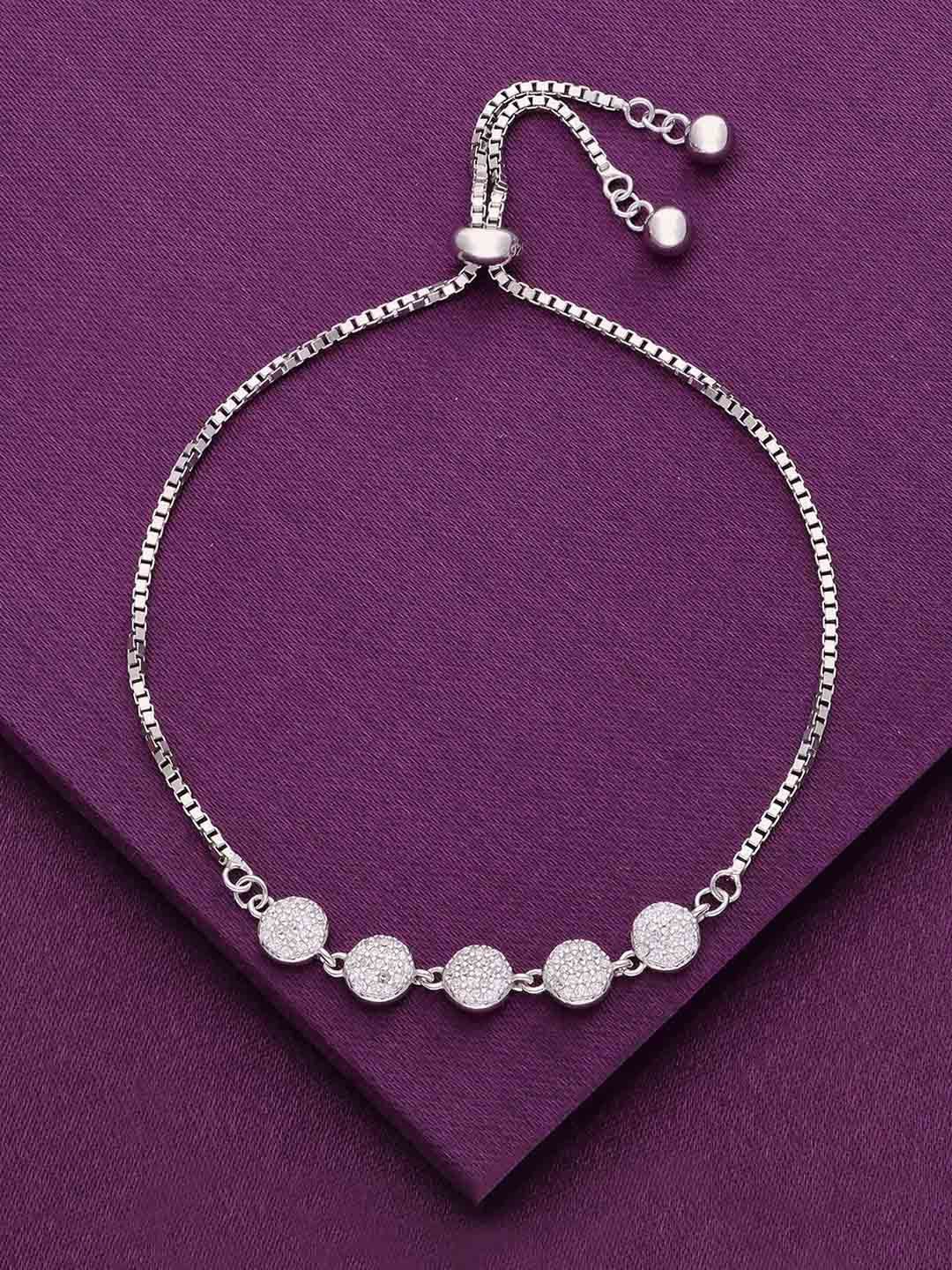 

KAI JEWEL Rhodium Plated 92.5 Sterling Silver Cubic Zirconia Charm Bracelet