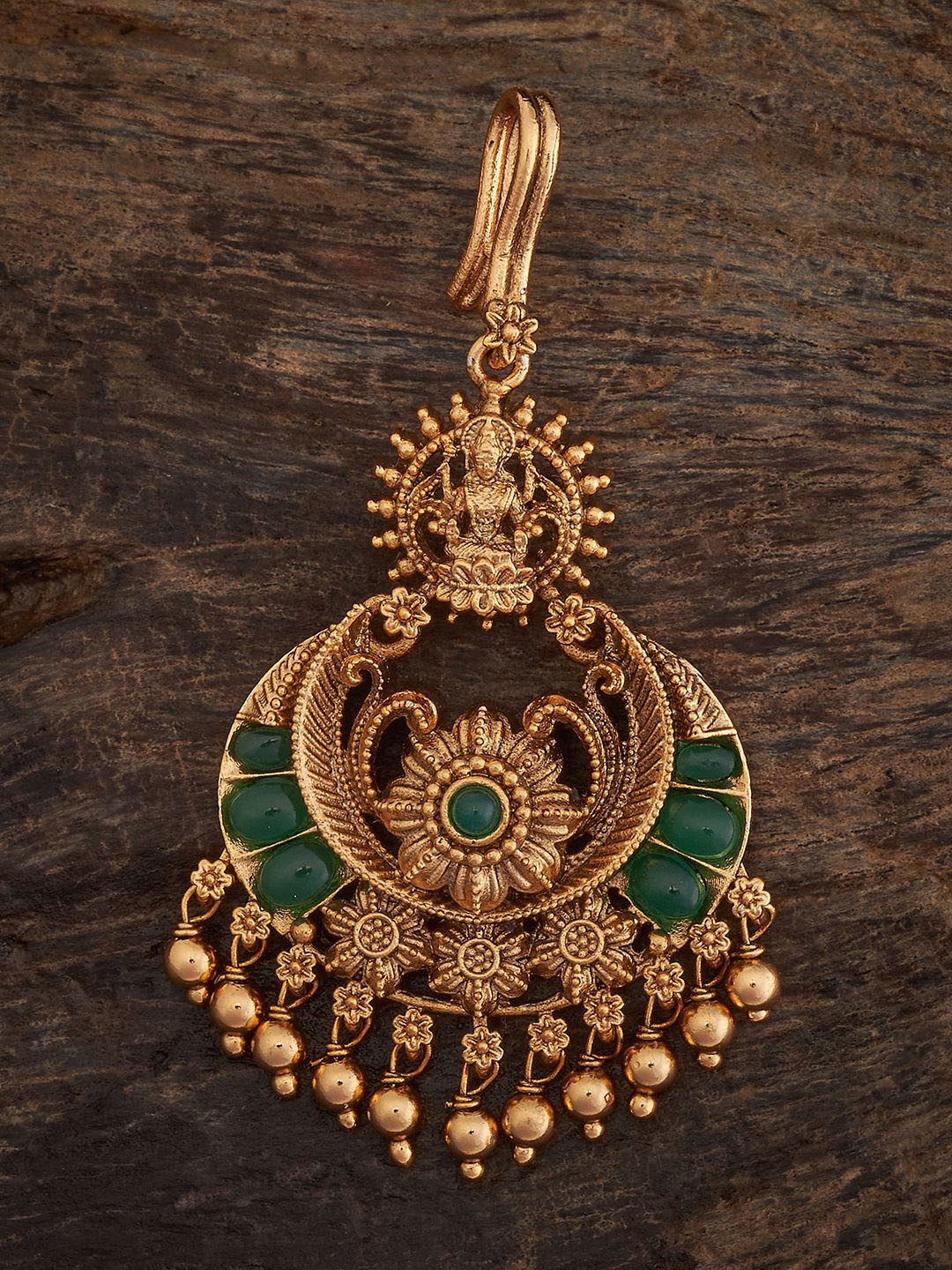 

Kushal's Fashion Jewellery Gold-Plated Artificial Stones Studded Maang Tikka