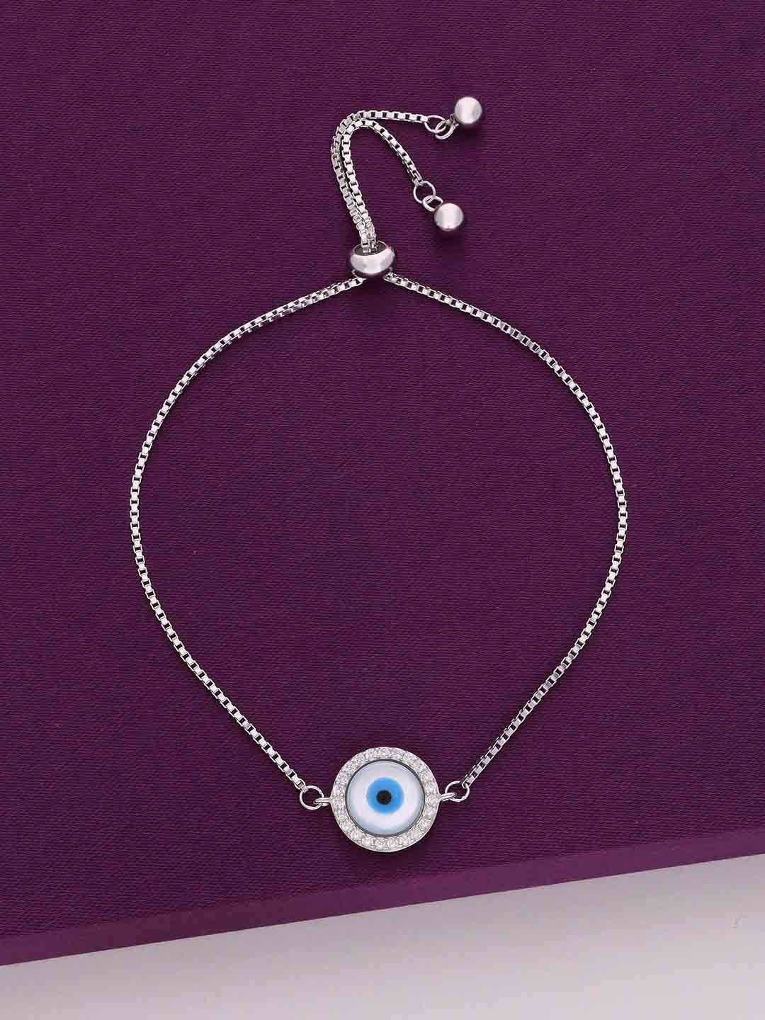 

KAI JEWEL 92.5 Sterling Silver Cubic Zirconia Rhodium-Plated Charm Bracelet