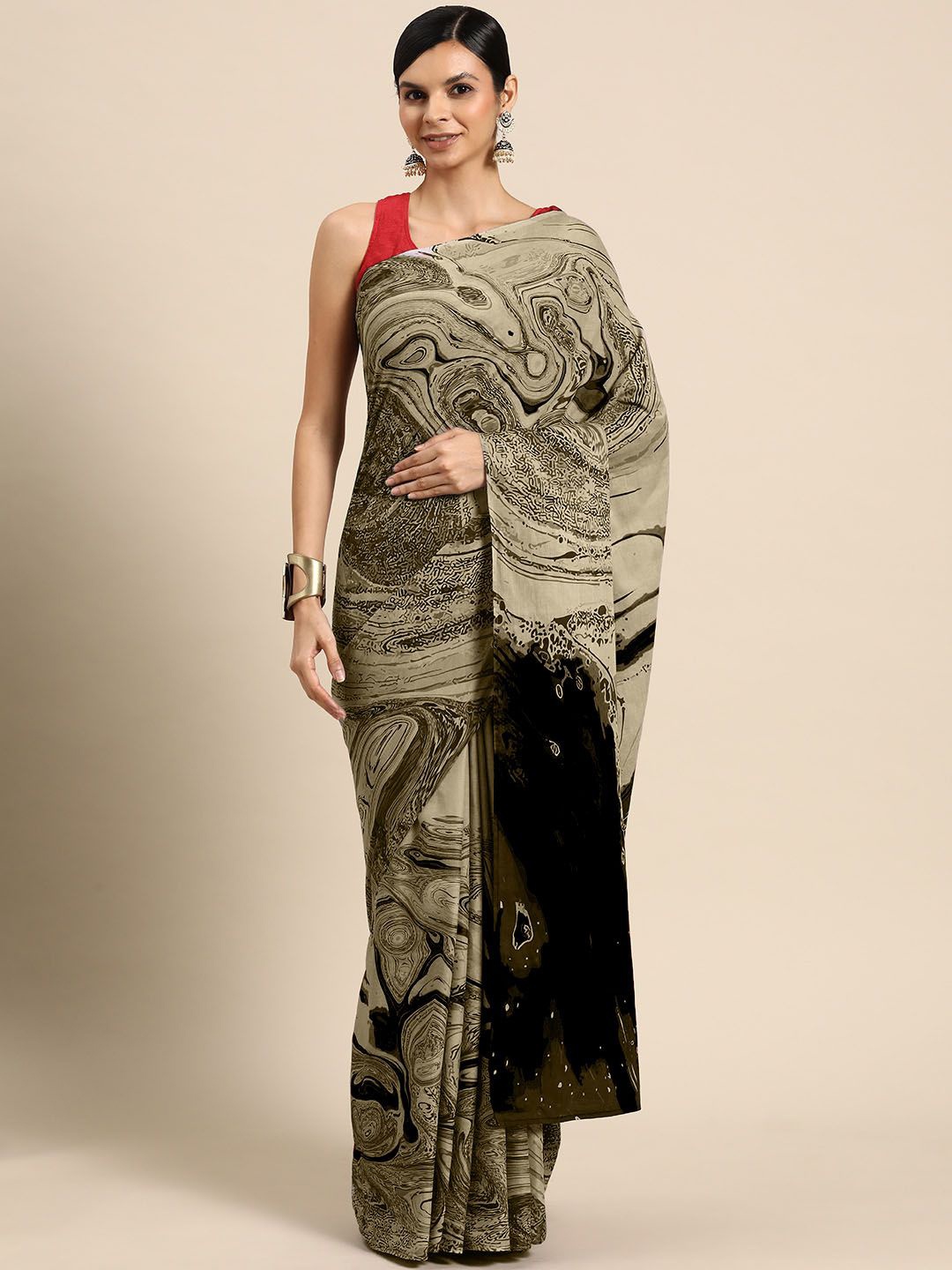 

BUTA BUTI Pure Cotton Saree, Coffee brown
