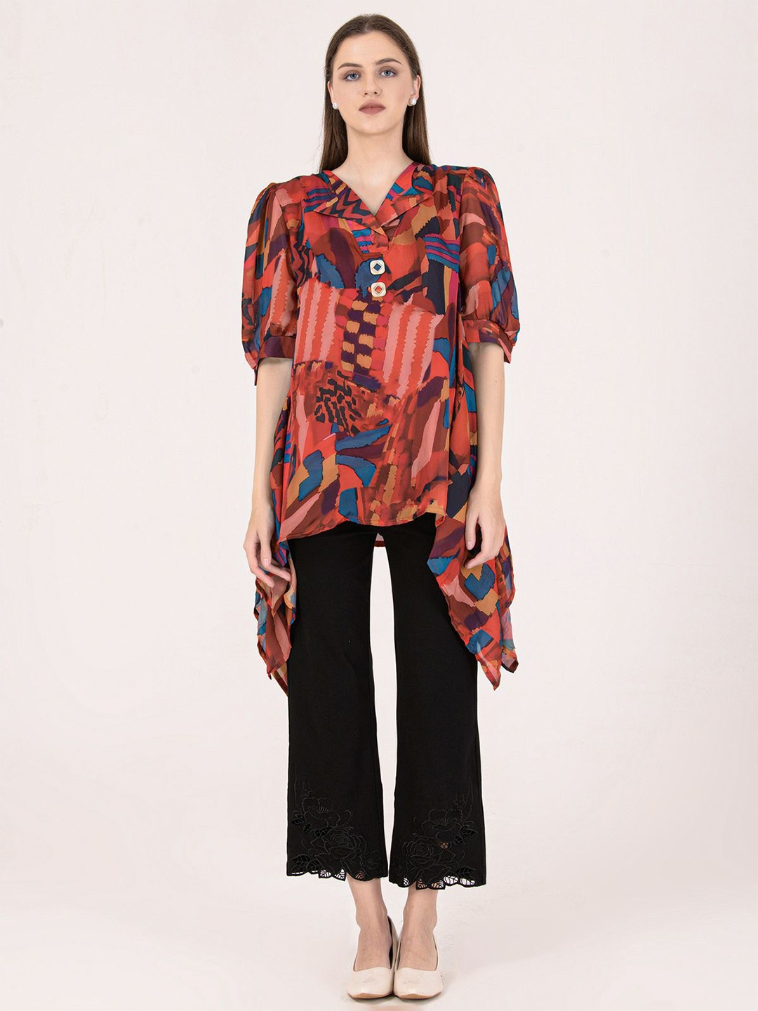 

Albion By CnM Women Floral Printed V-Neck Cotton Top, Maroon