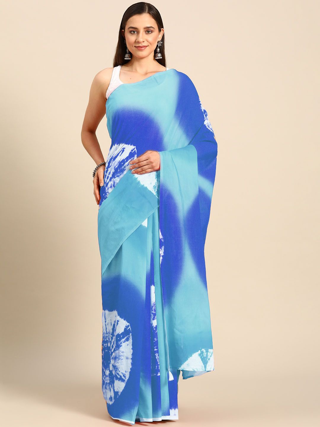 

BUTA BUTI Tie and Dye Pure Cotton Saree, Blue