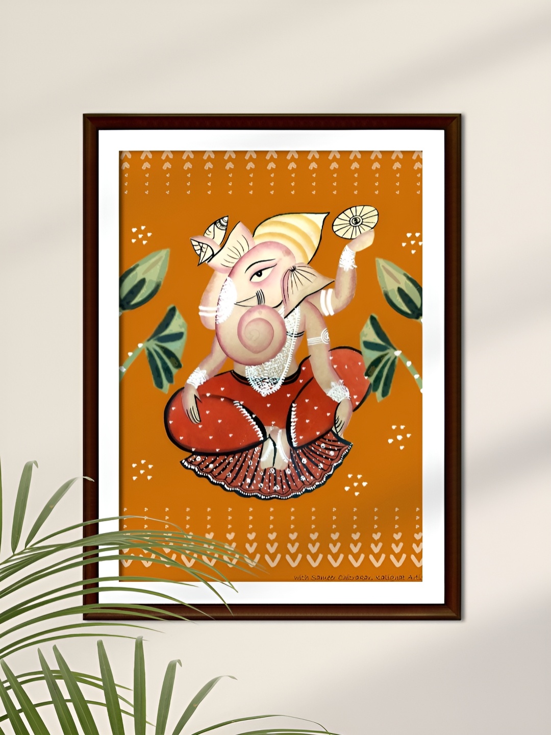

Peepul Tree Mustard & Red Ganesha Religious Wall Art