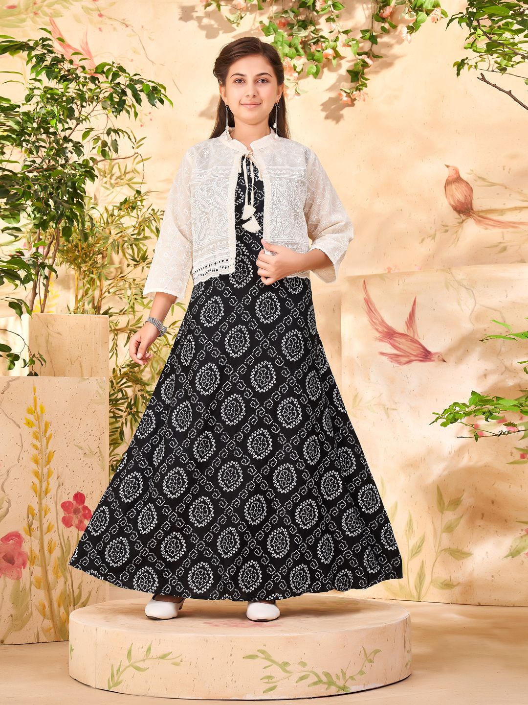 

BAESD Floral Print A-Line Dress, Black