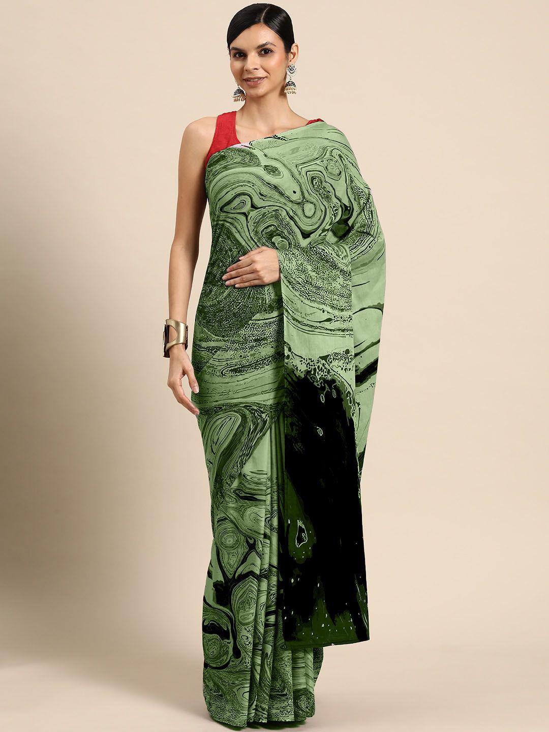 

BUTA BUTI Pure Cotton Saree, Green