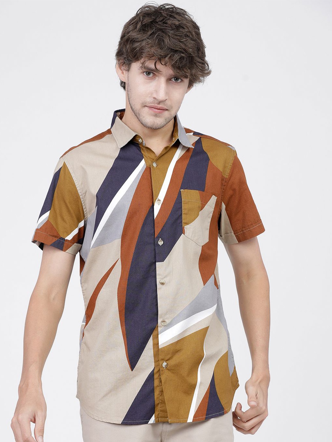

HIGHLANDER Men Printed Slim Fit Shirt, White