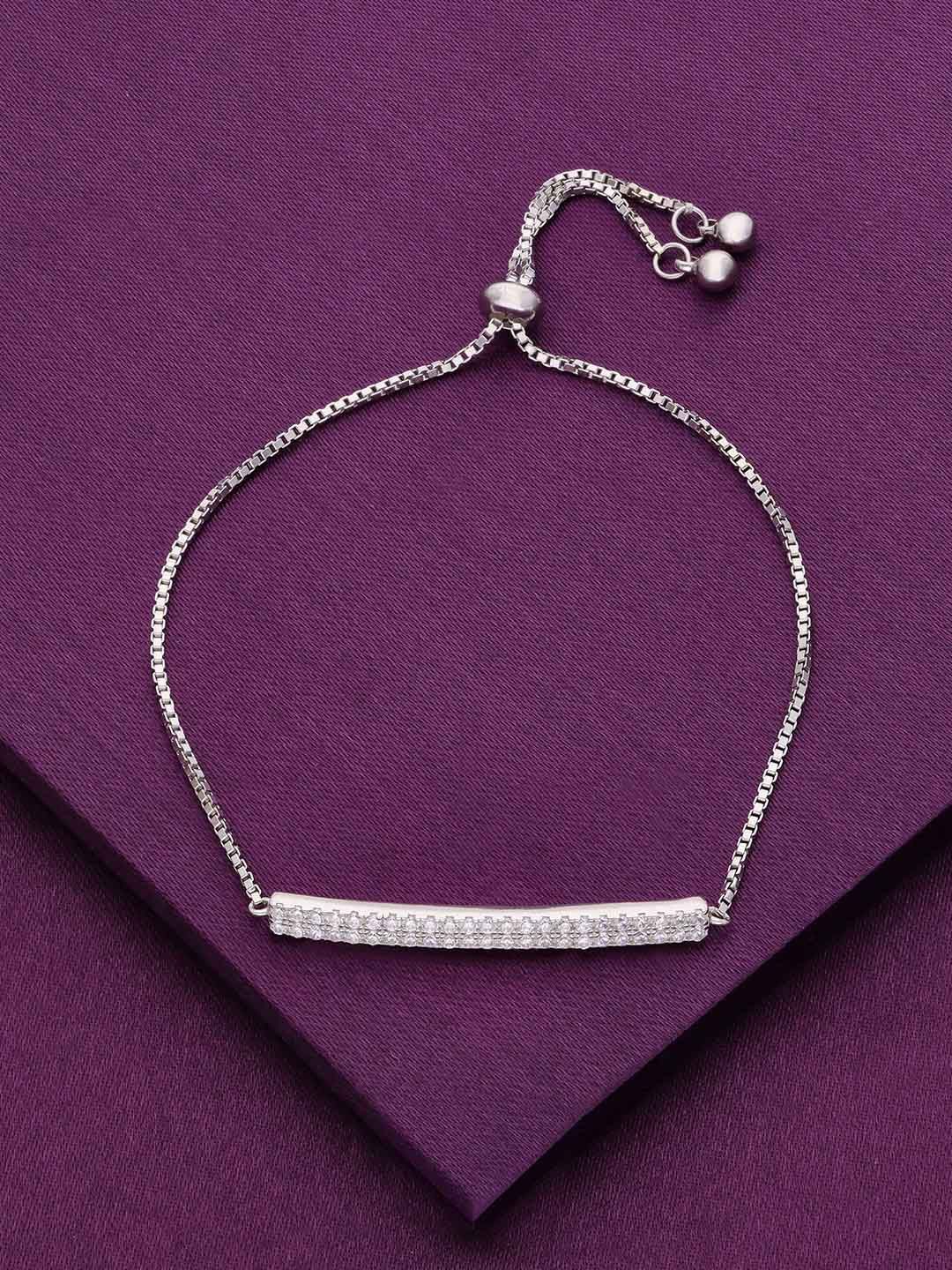 

KAI JEWEL Rhodium Plated 92.5 Sterling Silver Cubic Zirconia Wraparound Bracelet