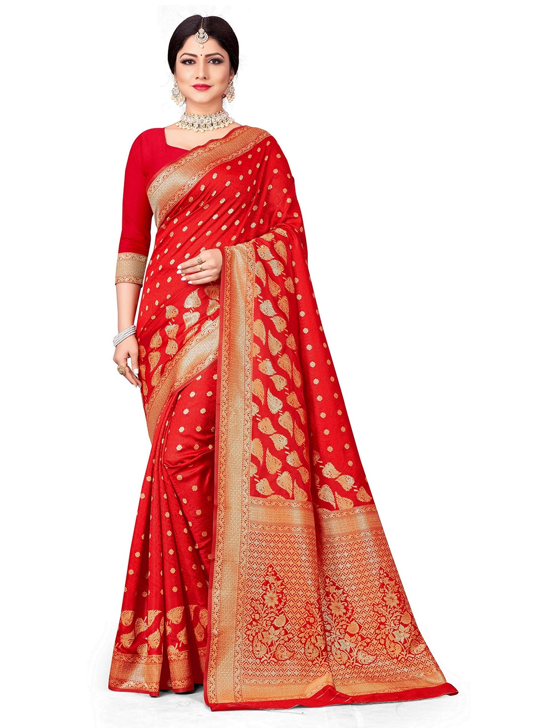 

EMV Woven Design Zari Saree, Orange