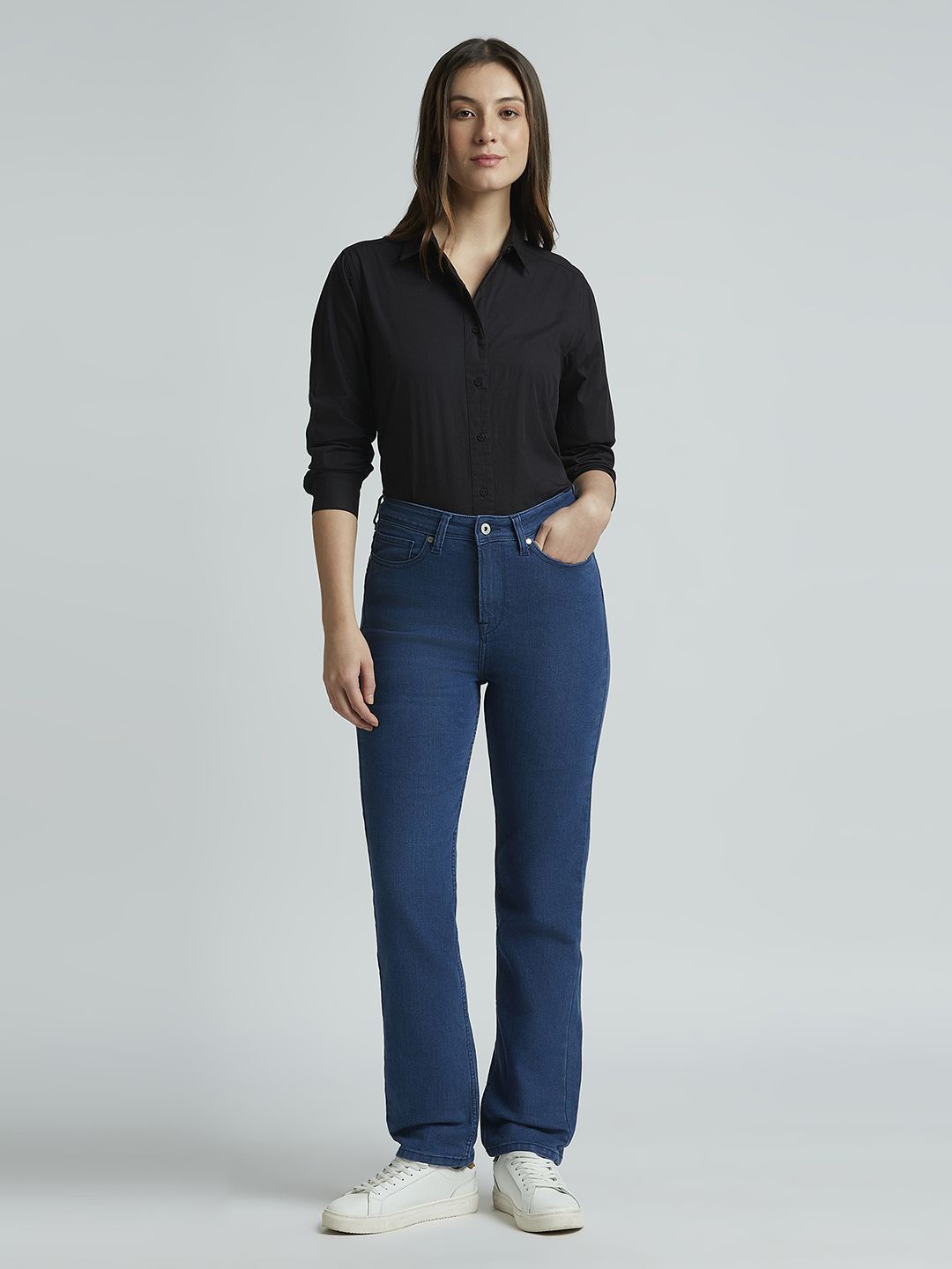 

Pepe Jeans Women Spread Collar Solid Cotton Casual Shirt, Black