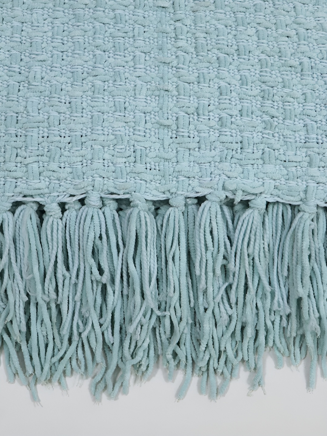 

BELLA TRUE Teal Blue Self-Design Throw Blanket