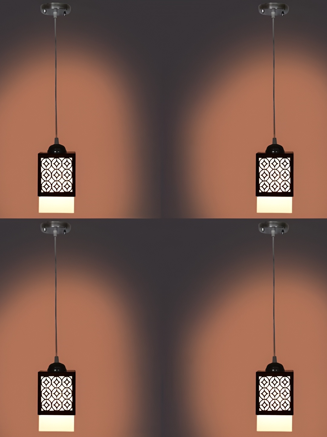 

Afast Black & White 4 Pieces Contemporary Wooden Textured Ceiling Lamps