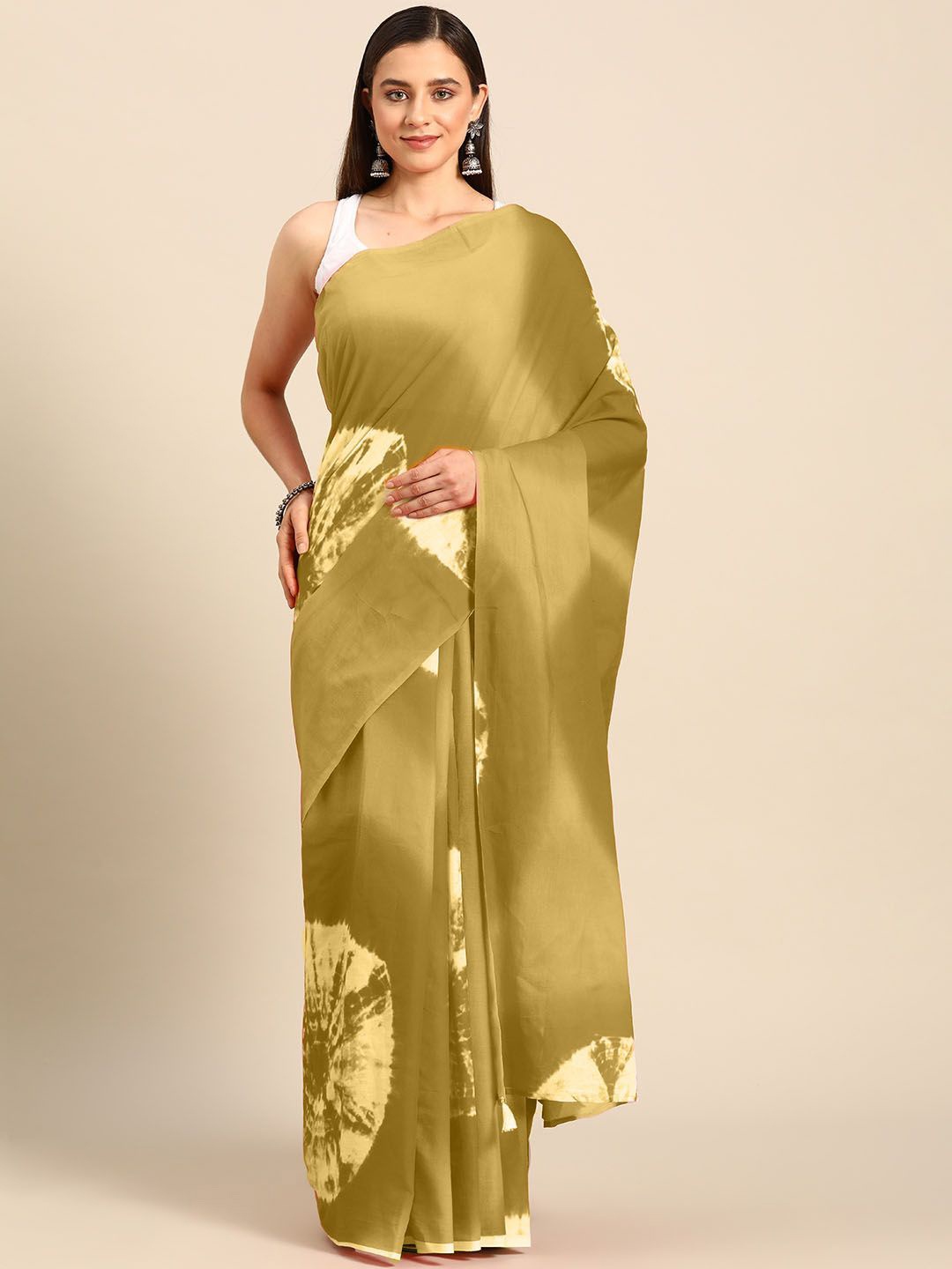 

BUTA BUTI Tie and Dye Pure Cotton Saree, Mustard