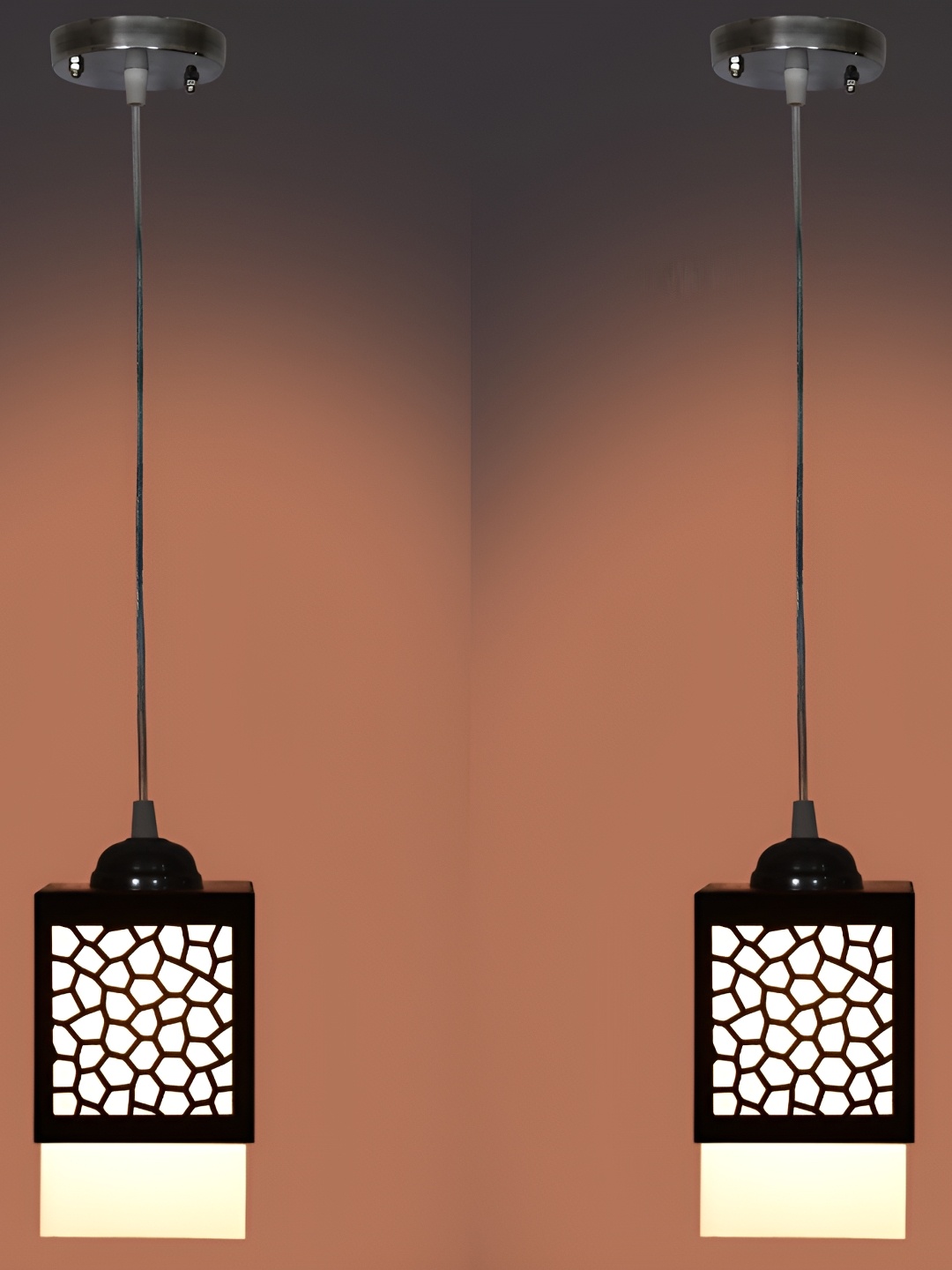 

Afast Black & White 2 Pieces Textured Wooden Pendant Ceiling Lamp