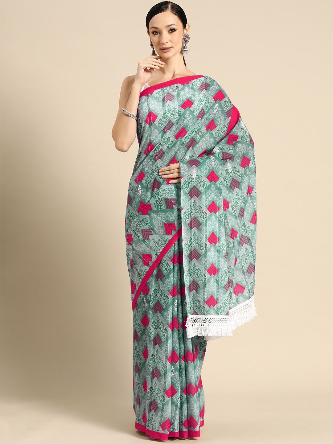 

BUTA BUTI Ethnic Motifs Pure Cotton Saree, Pink