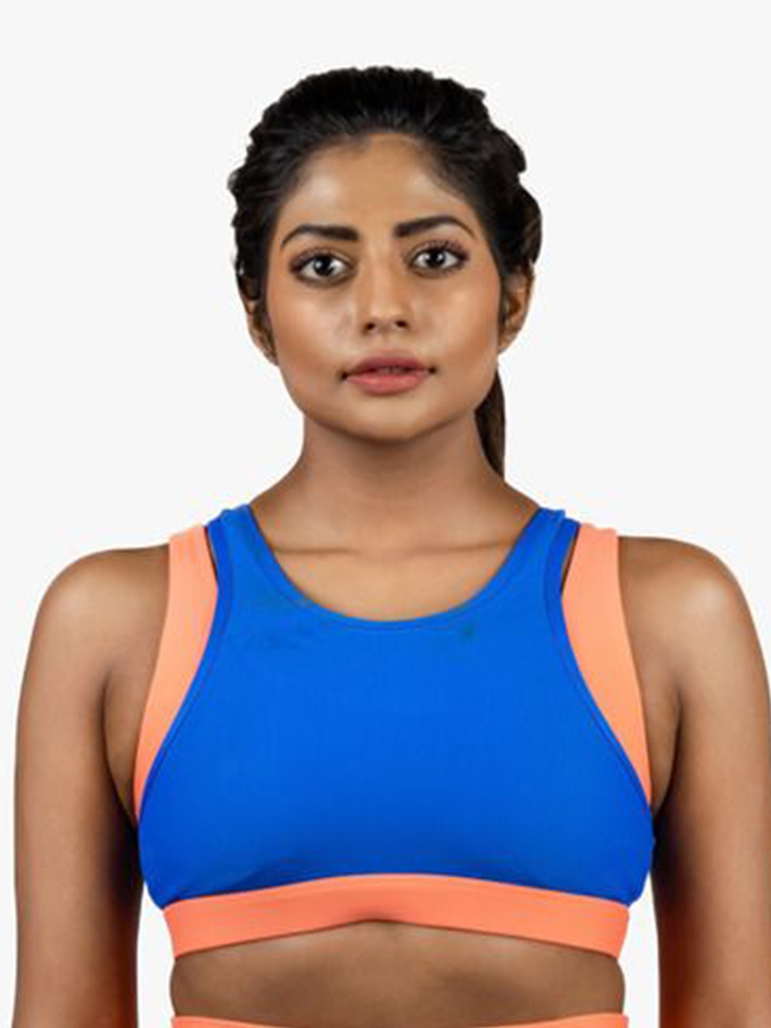

POKABA Women Colourblocked Full Coverage Sports Bra, Blue