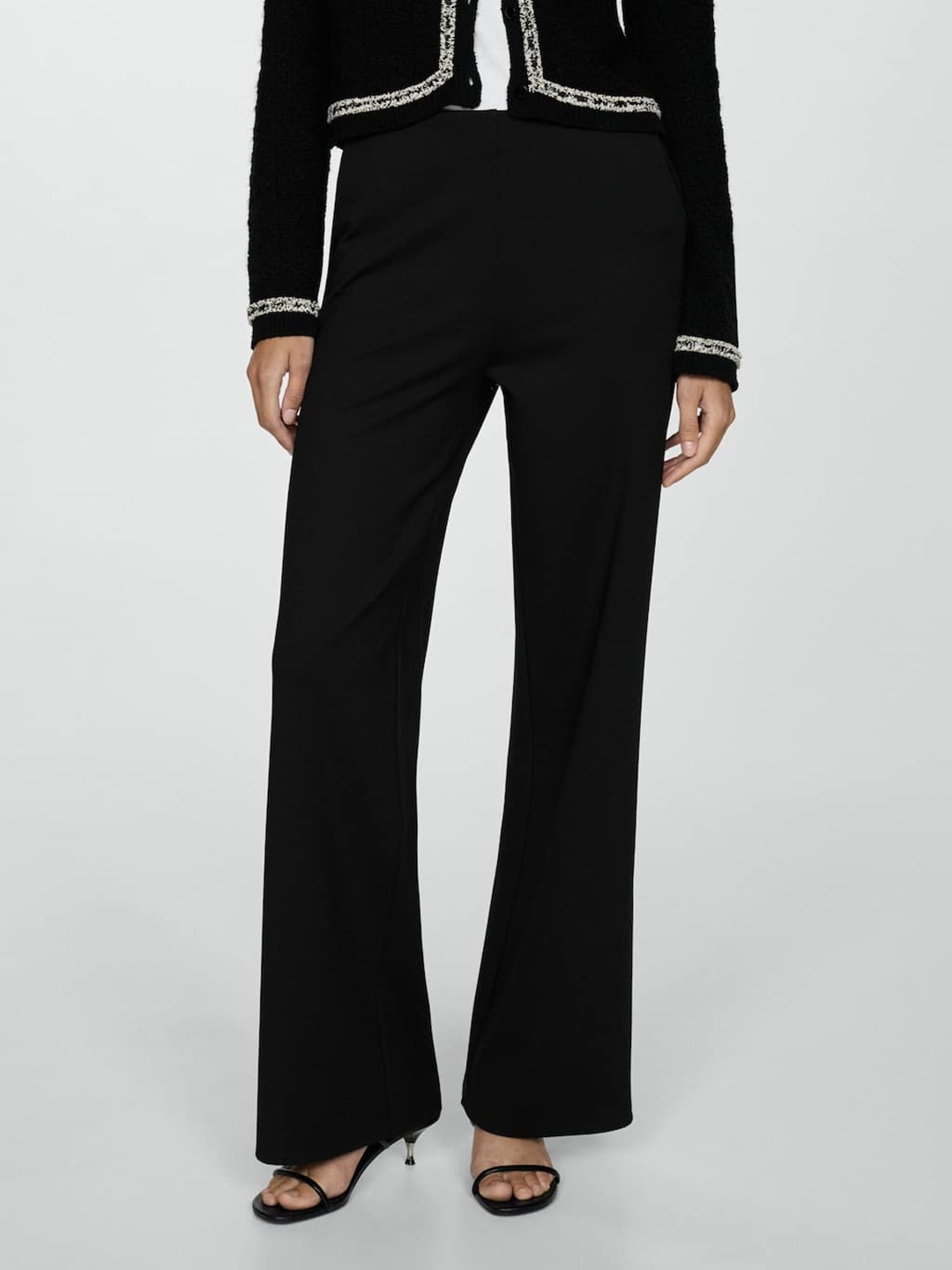 

MANGO Women Straight Fit Trousers, Black