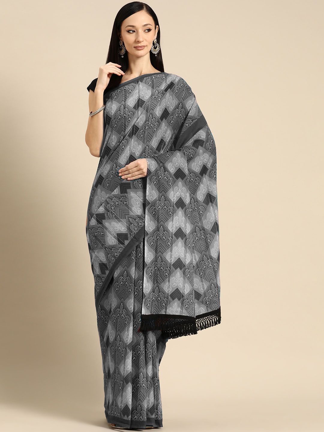 

BUTA BUTI Pure Cotton Saree, Grey