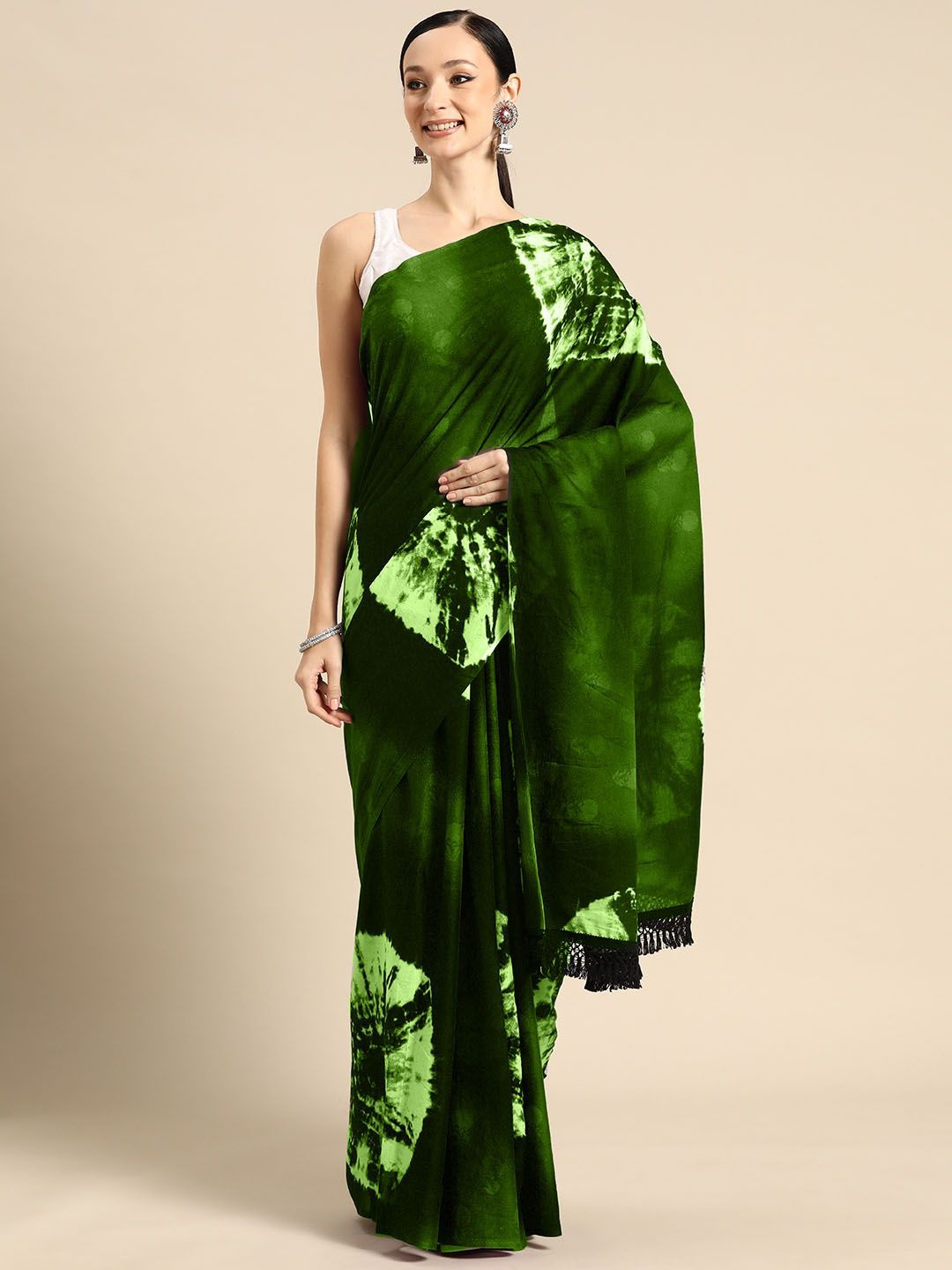

BUTA BUTI Tie and Dye Pure Cotton Saree, Green