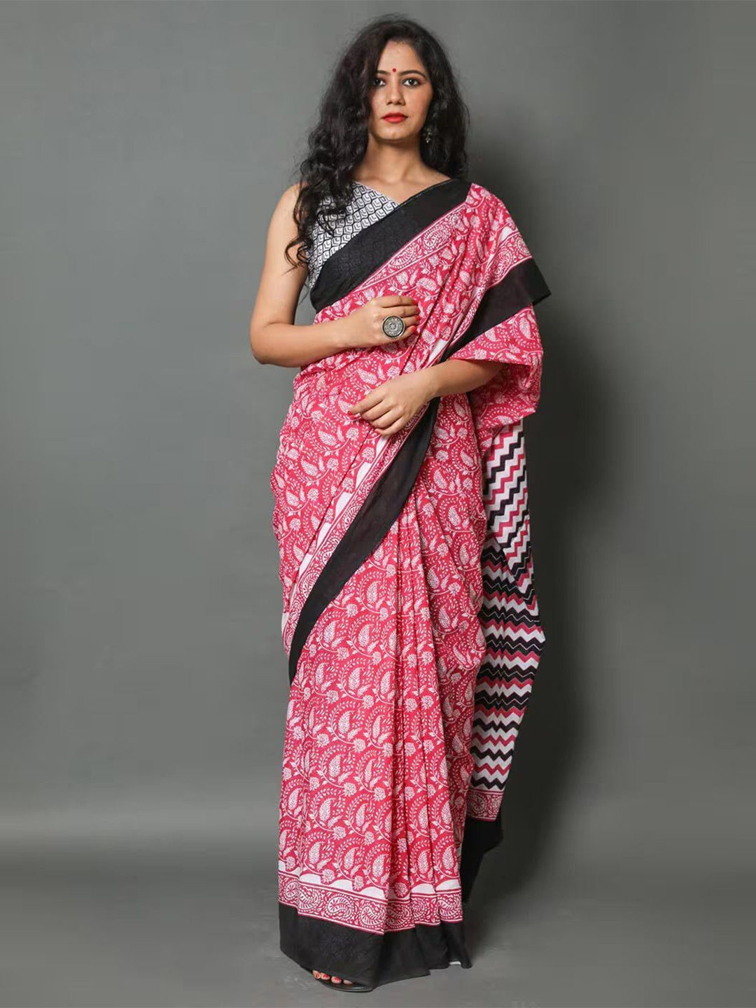 

Anouk Ethnic Motifs Silk Cotton Saree, Pink