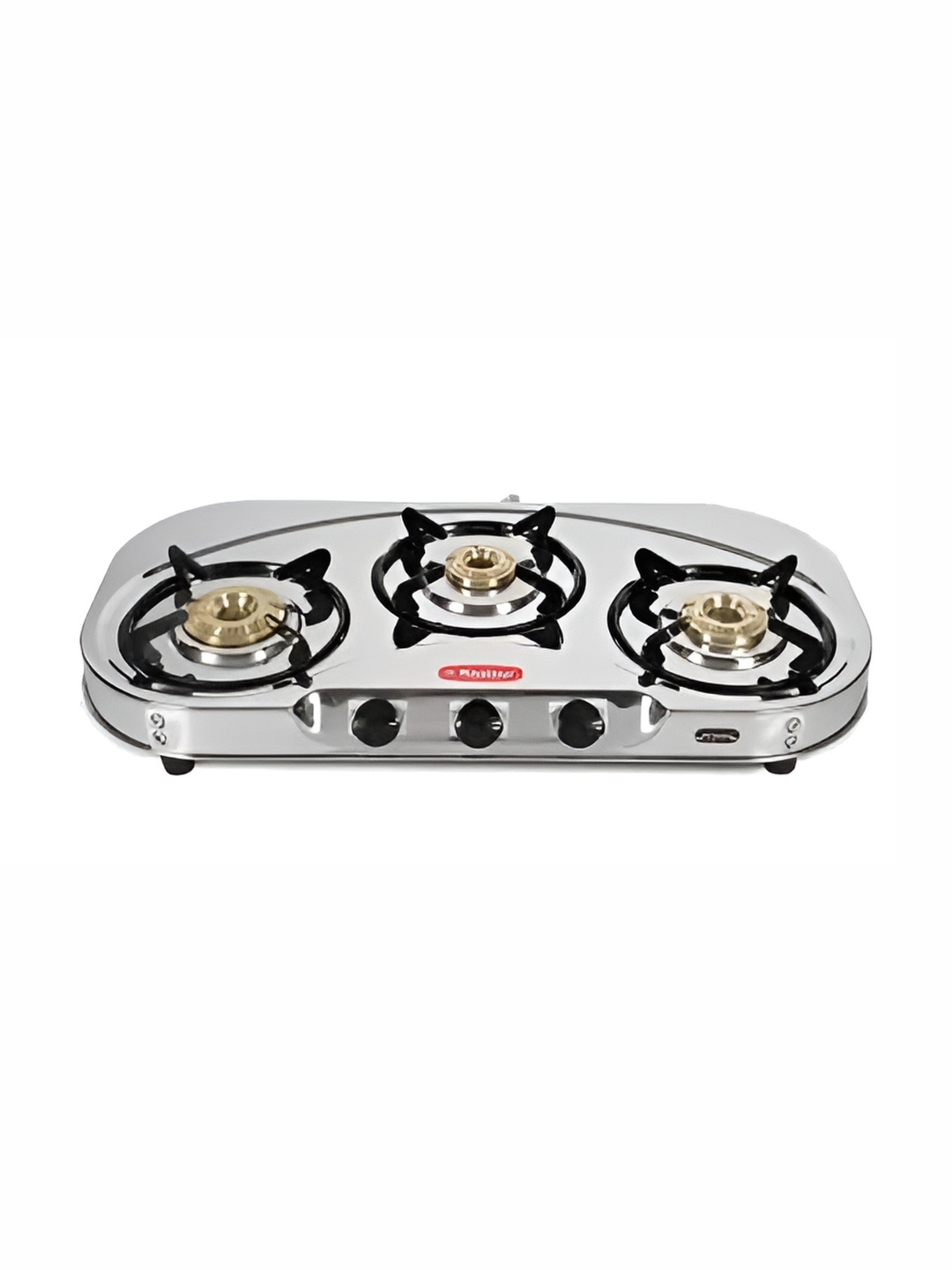 

Khaitan Stainless Steel 3 Burner Draw C Manual Gas Stove, Silver