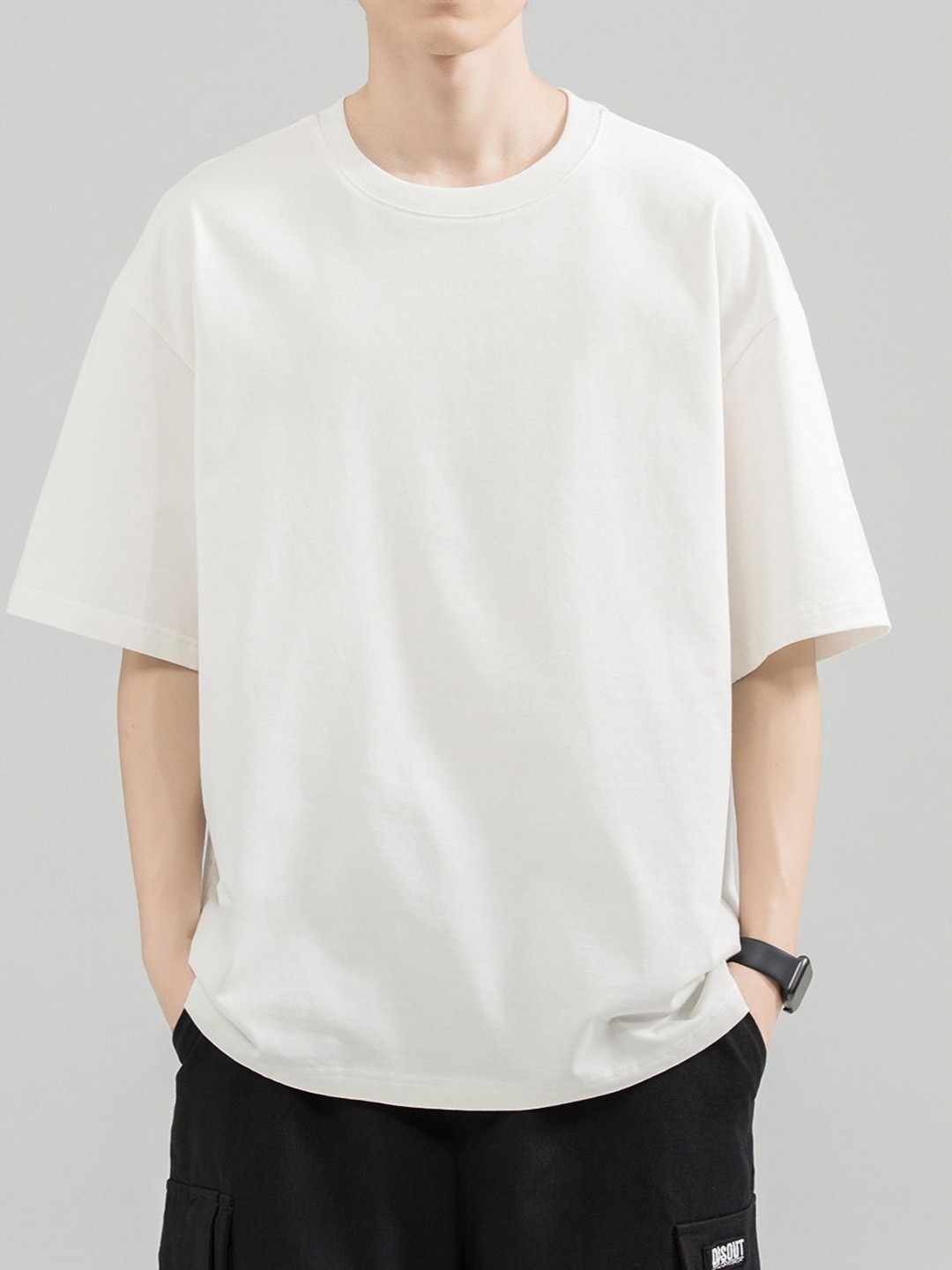 

StyleCast Men Raw Edge Cotton T-shirt, White