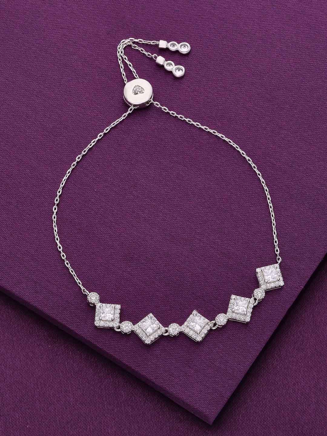 

KAI JEWEL Rhodium Plated 92.5 Sterling Silver Cubic Zirconia Wraparound Bracelet