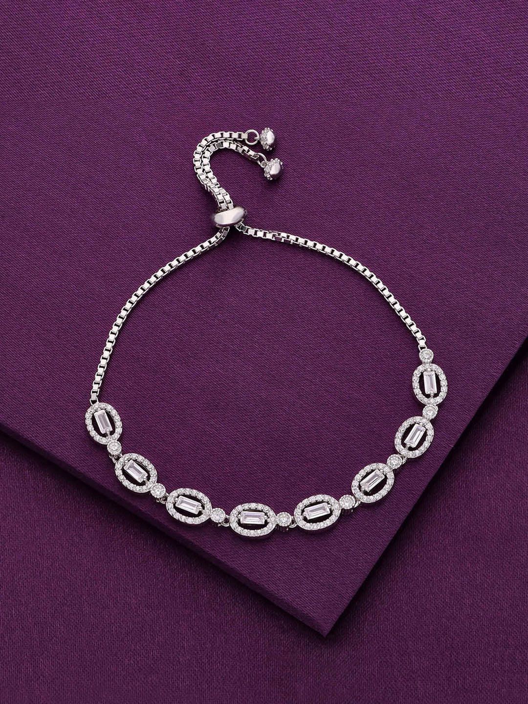 

KAI JEWEL 92.5 Sterling Silver Cubic Zirconia Rhodium-Plated Wraparound Bracelet