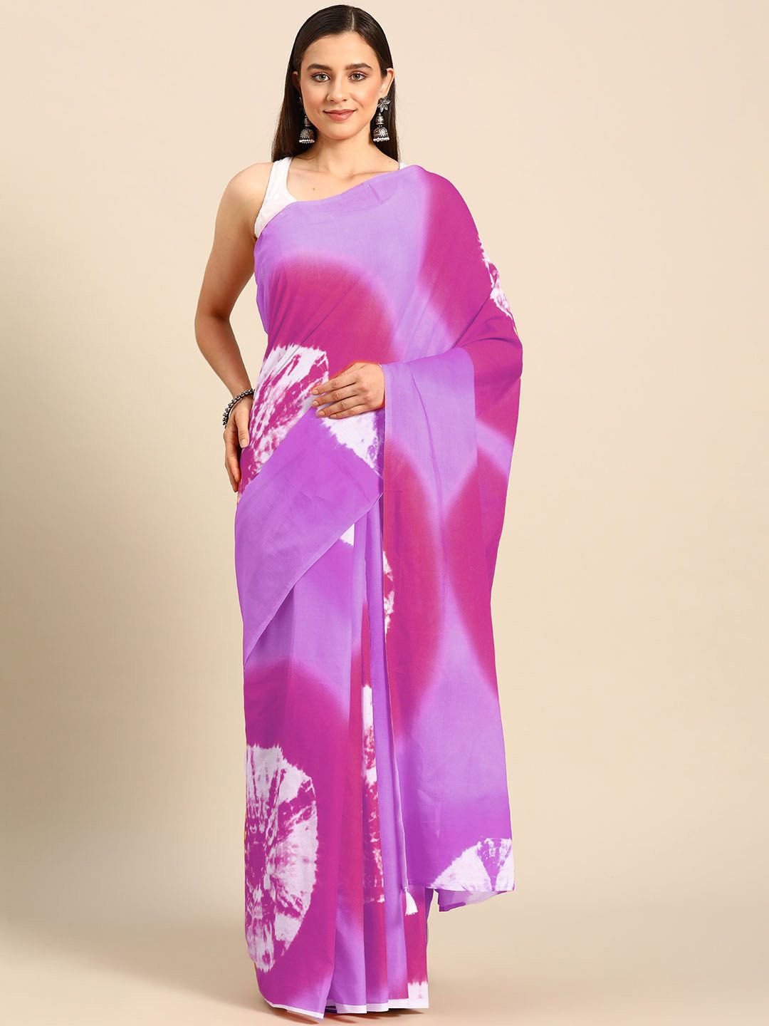 

BUTA BUTI Tie and Dye Pure Cotton Saree, Purple