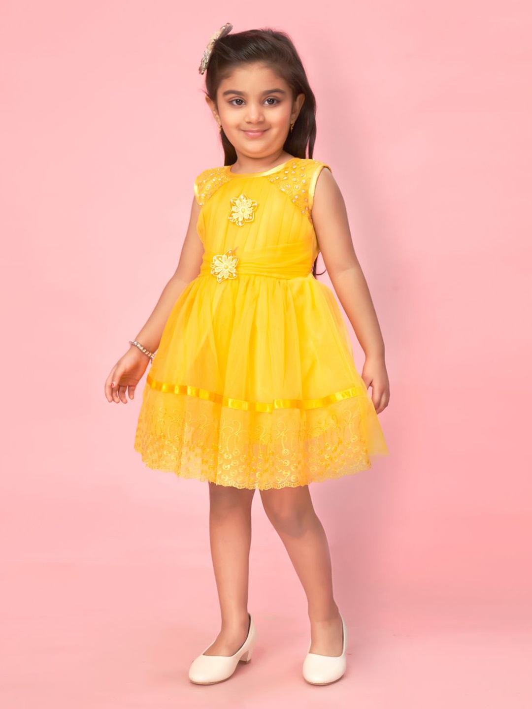 

BAESD Net Fit & Flare Dress, Yellow