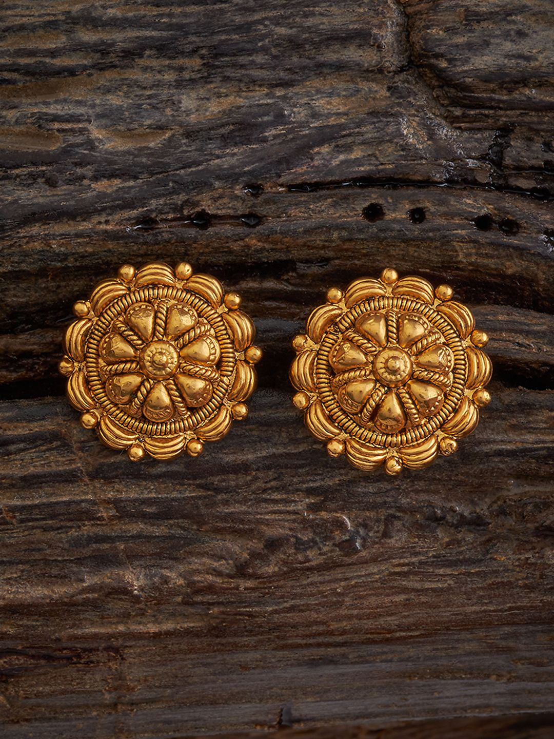 

Kushal's Fashion Jewellery Gold-Plated Artificial Beaded Antique Floral Studs