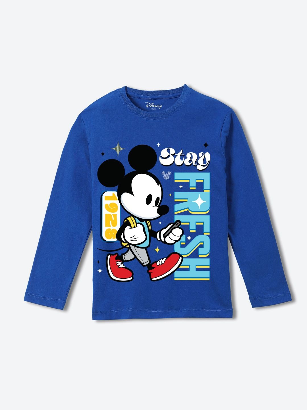 

YK Disney Boys Graphic Printed Round Neck Pure Cotton T-shirt, Blue
