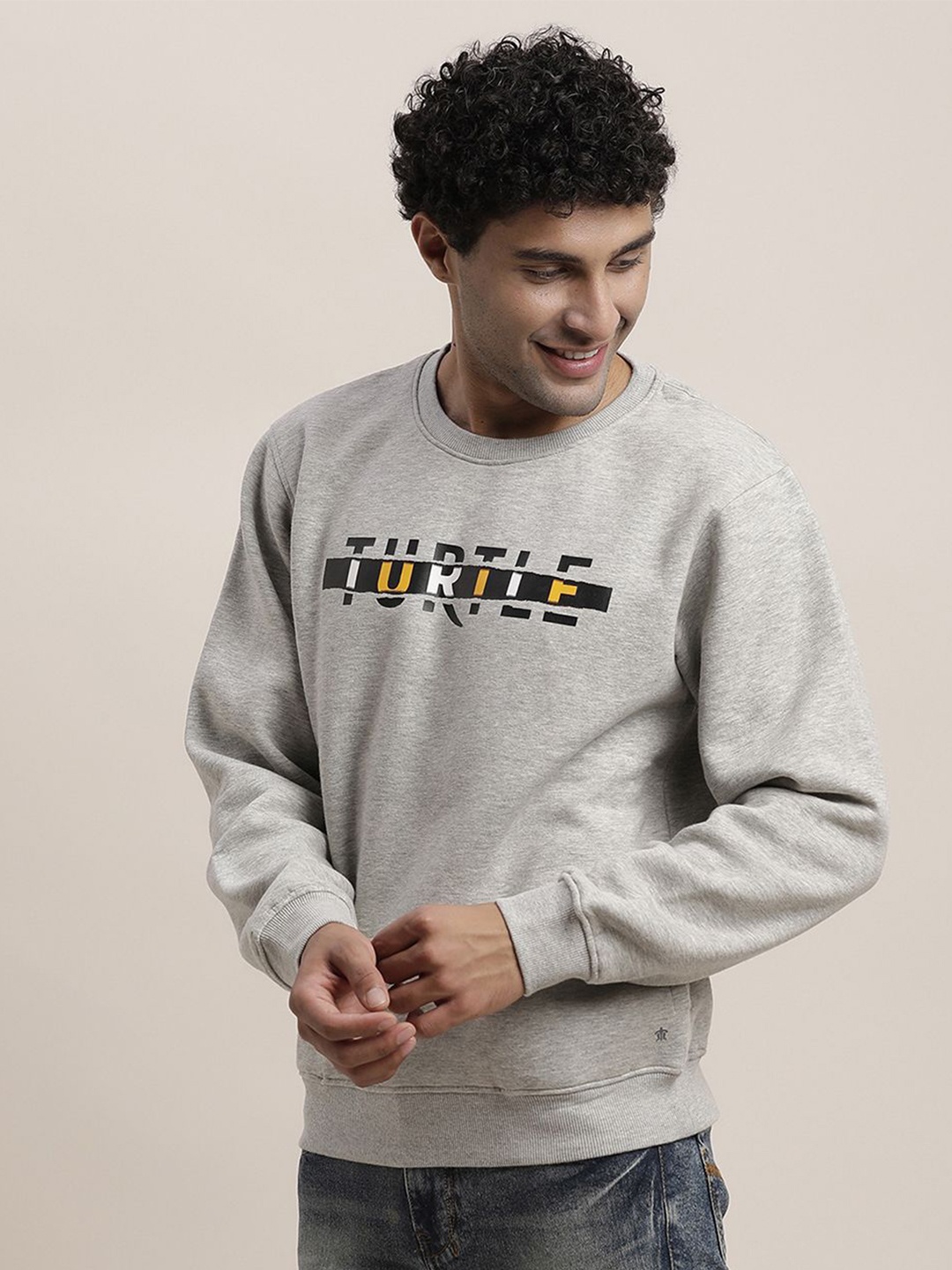 

Turtle Men Printed Sweatshirt, Grey melange