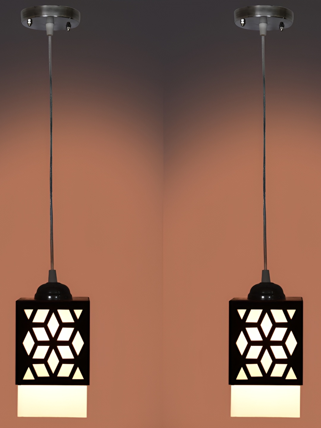 

Afast Black & White 2 Pieces Contemporary Wooden Textured Ceiling Lamps