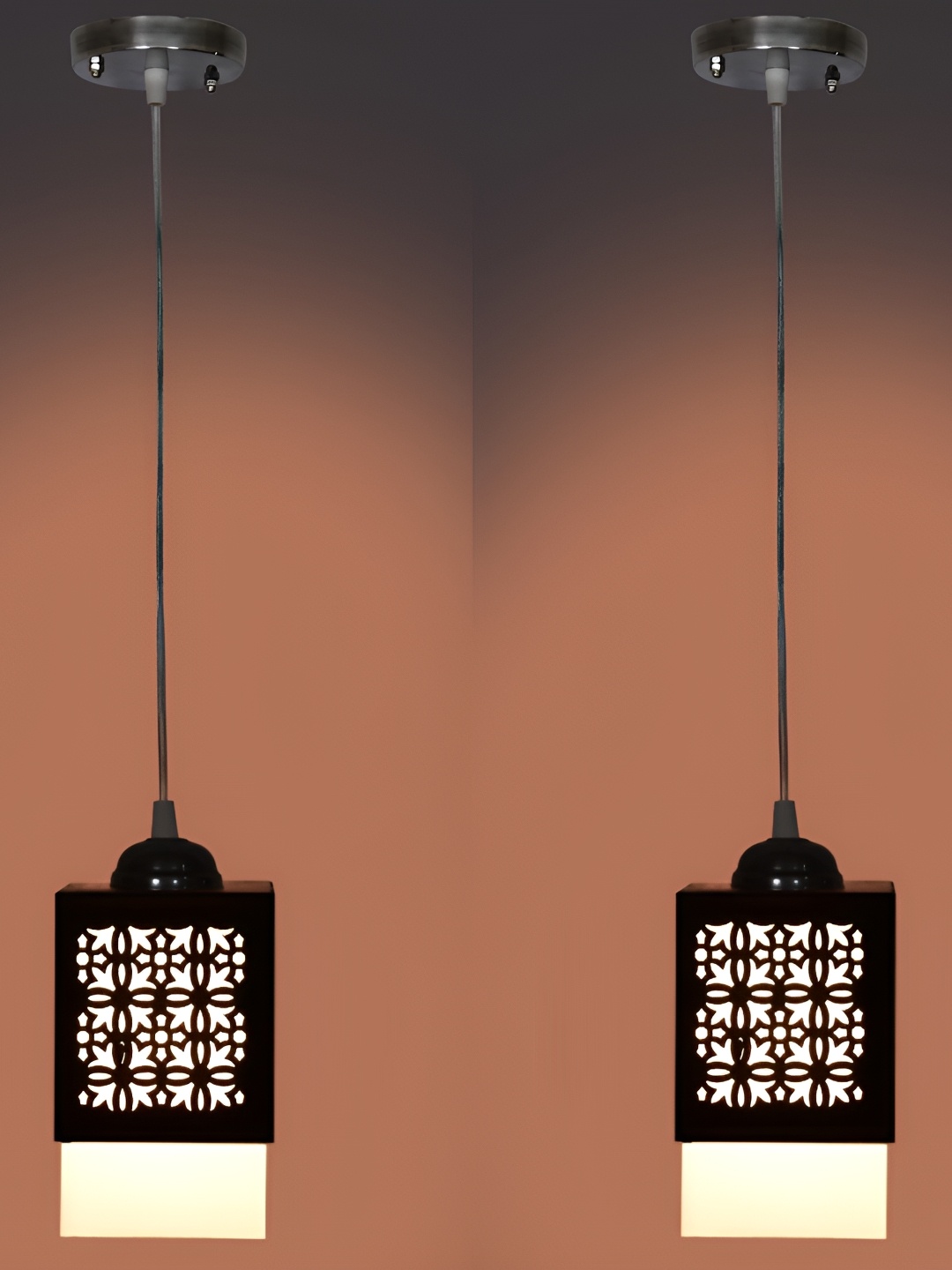 

Afast Black & White 2 Pieces Textured Wooden Pendant Ceiling Lamp