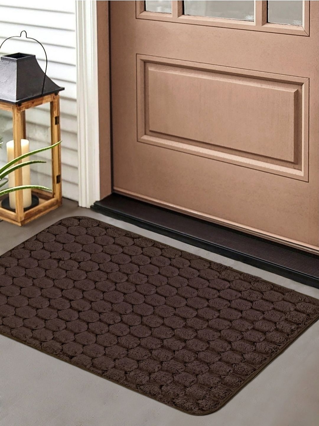 

FABINALIV Brown Geometric Cotton Anti Skid Doormat