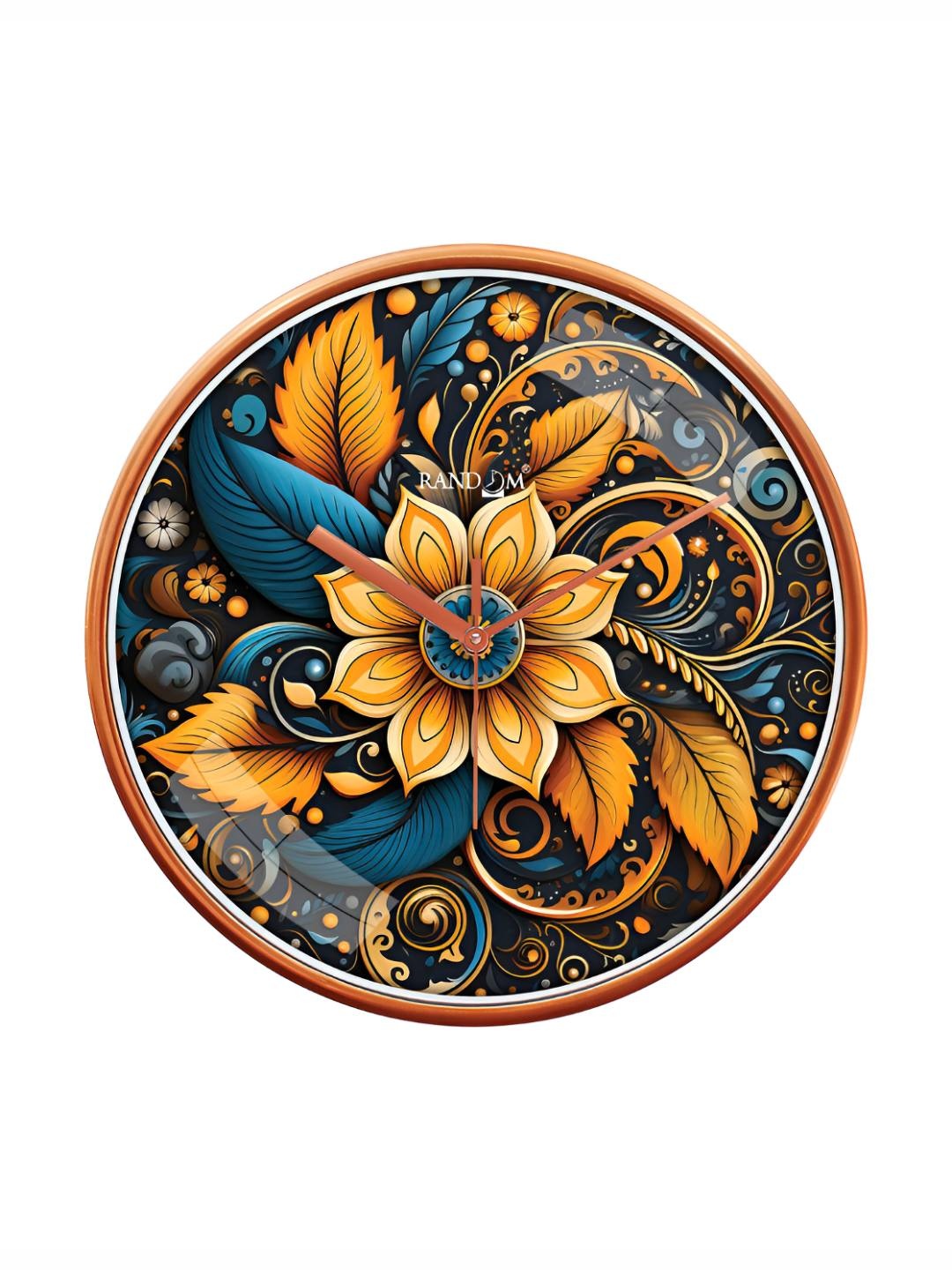 

RANDOM Printed Round Shaped Sweep Silent Movement Contemporary Wall Clock, Gold