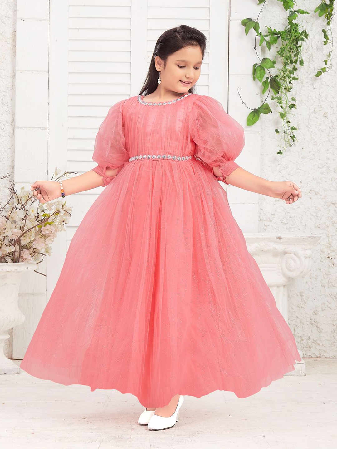 

BAESD Net Maxi Dress, Pink