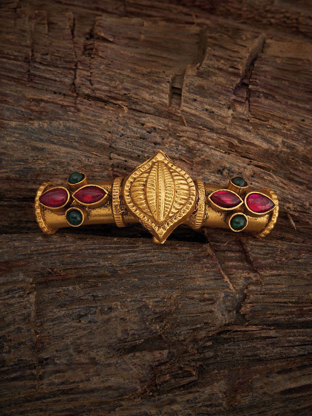 

Kushal's Fashion Jewellery 92.5 Pure Silver Gold Plated Stones Studded Bangle